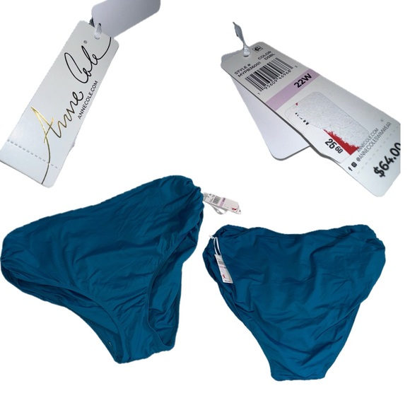 Anne Cole Convertible High Waist Shirred Bottoms in Deep Sea Blue - Picture 5 of 5